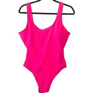 No Boundaries Womens XL Bright Pink One-Piece Swimsuit Nylon/Spandex Blend With